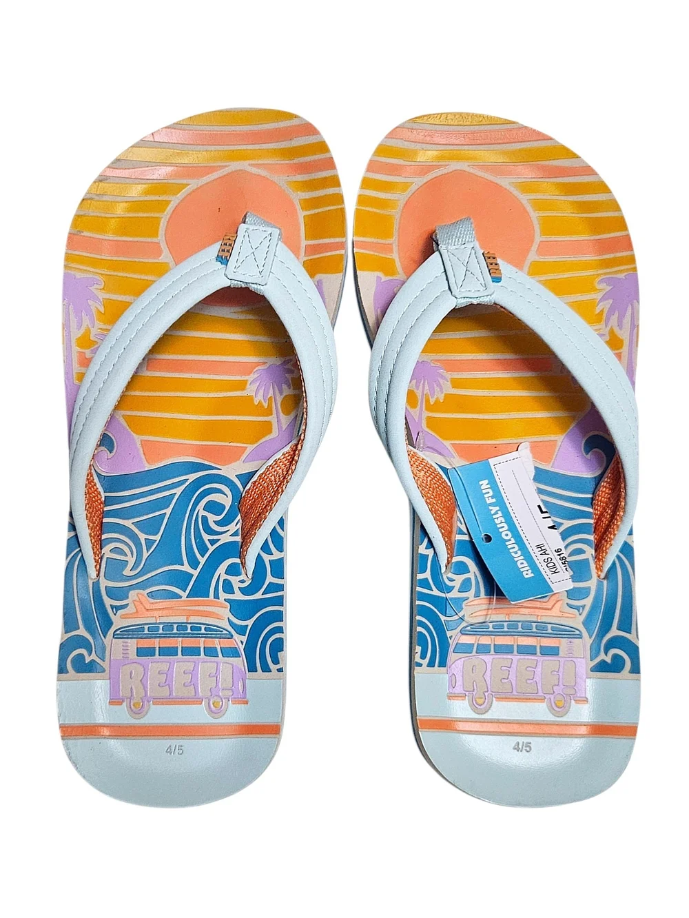 REEF Girls Ahi Sunset Surf Van Flip-Flops Size 4/5 NWT